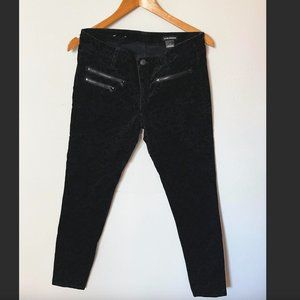 Club Monaco, Size 4, Black Velvet Floral Print Pants